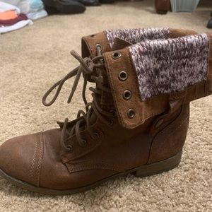 Fold Over Combat Boots
